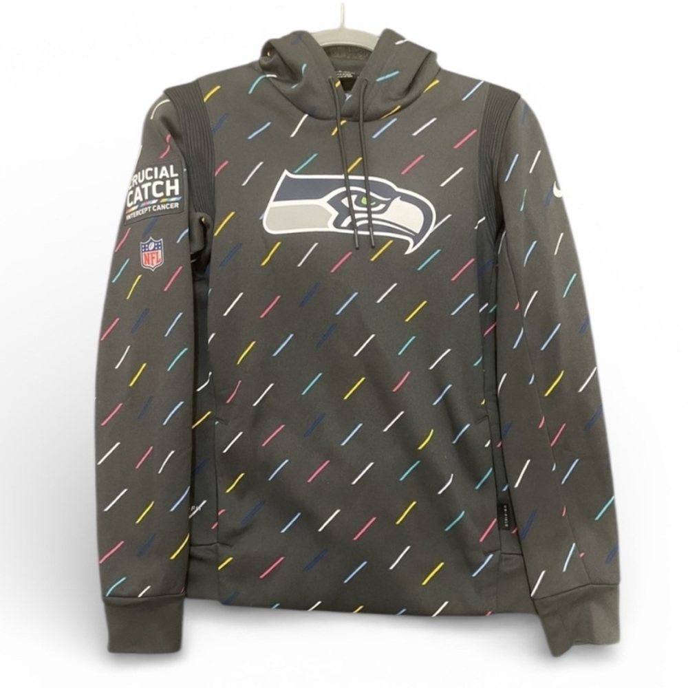 NIKE SEATTLE SEAHAWKS CRUCIAL CATCH INTERCEPT CANCER Charcoal XL Pullover  Men’s